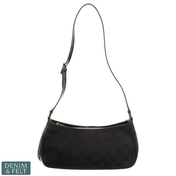 Gucci Black GG Monogram Mini Shoulder Bag with Patent Leather Trim, Vintage - Picture 1 of 16